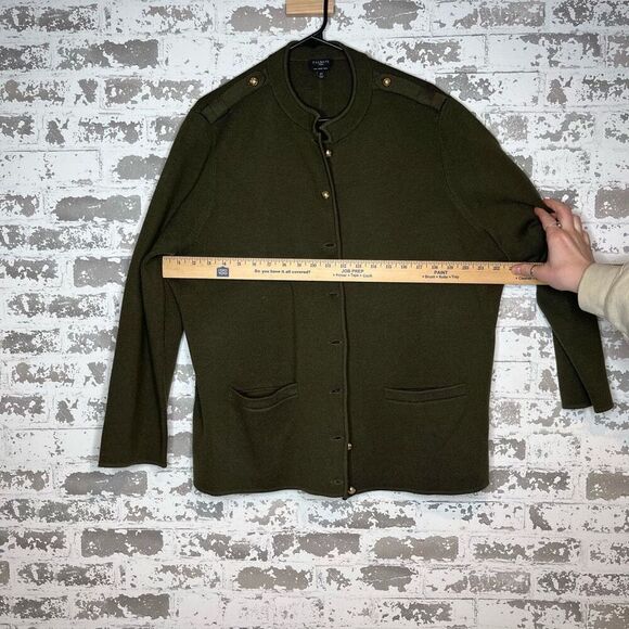 Talbots | women green button down wool cardigan with gold buttons - Picture 4 of 10